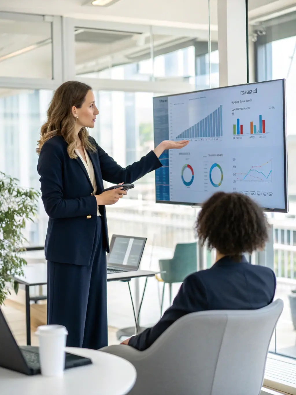 A person confidently presenting their skills during a job interview, representing successful career transitions in the UK.