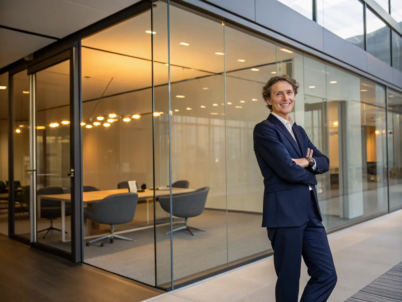 An image of a person confidently presenting themselves during a job interview, representing career transitions.