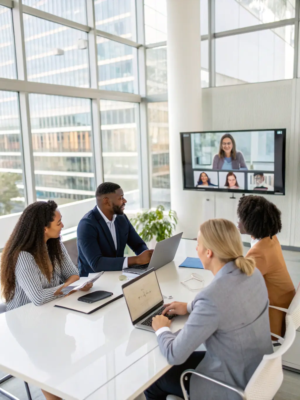 A diverse group of professionals engaged in a lively discussion during a leadership training session, highlighting the development of leadership skills.